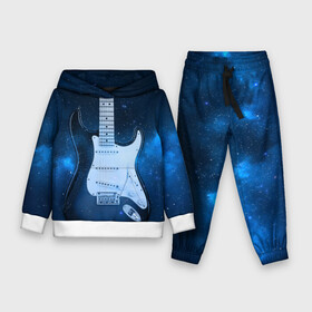 Детский костюм 3D (с толстовкой) с принтом Космическая гитара ,  |  | fender | stratocaster | вселенная | галактика | гитра | космос | музыка | рок | рокнрол | стратокастер | туманность | фендер | электро | электрогитара