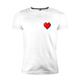 Мужская футболка премиум с принтом Пиксельное сердце , 92% хлопок, 8% лайкра | приталенный силуэт, круглый вырез ворота, длина до линии бедра, короткий рукав | Тематика изображения на принте: 