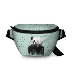 Поясная сумка 3D с принтом Панда-художник , 100% полиэстер | плотная ткань, ремень с регулируемой длиной, внутри несколько карманов для мелочей, основное отделение и карман с обратной стороны сумки застегиваются на молнию | animal | art | artist | bear | beast | design | panda | style | арт | дизайн | животное | зверь | кисть | краски | медведь | панда | стиль | художник