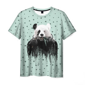 Мужская футболка 3D с принтом Панда-художник , 100% полиэфир | прямой крой, круглый вырез горловины, длина до линии бедер | animal | art | artist | bear | beast | design | panda | style | арт | дизайн | животное | зверь | кисть | краски | медведь | панда | стиль | художник