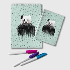 Блокнот с принтом Панда-художник , 100% бумага | 48 листов, плотность листов — 60 г/м2, плотность картонной обложки — 250 г/м2. Листы скреплены удобной пружинной спиралью. Цвет линий — светло-серый
 | Тематика изображения на принте: animal | art | artist | bear | beast | design | panda | style | арт | дизайн | животное | зверь | кисть | краски | медведь | панда | стиль | художник