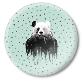 Значок с принтом Панда-художник ,  металл | круглая форма, металлическая застежка в виде булавки | animal | art | artist | bear | beast | design | panda | style | арт | дизайн | животное | зверь | кисть | краски | медведь | панда | стиль | художник