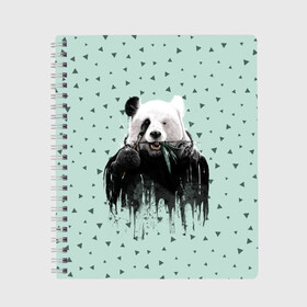 Тетрадь с принтом Панда-художник , 100% бумага | 48 листов, плотность листов — 60 г/м2, плотность картонной обложки — 250 г/м2. Листы скреплены сбоку удобной пружинной спиралью. Уголки страниц и обложки скругленные. Цвет линий — светло-серый
 | Тематика изображения на принте: animal | art | artist | bear | beast | design | panda | style | арт | дизайн | животное | зверь | кисть | краски | медведь | панда | стиль | художник