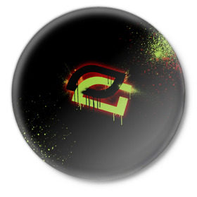 Значок с принтом cs:go - OpTic gaming (Black collection) ,  металл | круглая форма, металлическая застежка в виде булавки | Тематика изображения на принте: csgo | optic | ксго | оптик