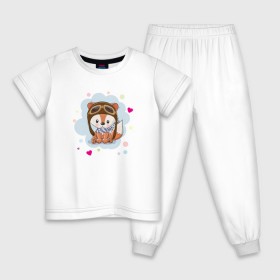 Детская пижама хлопок с принтом Лисёнок-пилот , 100% хлопок |  брюки и футболка прямого кроя, без карманов, на брюках мягкая резинка на поясе и по низу штанин
 | животные
