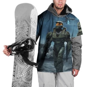 Накидка на куртку 3D с принтом Halo , 100% полиэстер |  | halo | wars | автоматы | воители | доспехи | игры | техника фэнтези | трое 3 | фэнтези
