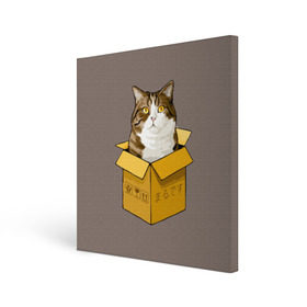 Холст квадратный с принтом Maru , 100% ПВХ |  | Тематика изображения на принте: cat | maru | коробка | кот в коробке | кот мару | котейка | кошка | мару | прикол