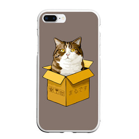 Чехол для iPhone 7Plus/8 Plus матовый с принтом Maru , Силикон | Область печати: задняя сторона чехла, без боковых панелей | cat | maru | коробка | кот в коробке | кот мару | котейка | кошка | мару | прикол