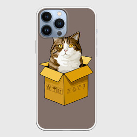 Чехол для iPhone 13 Pro Max с принтом Maru ,  |  | Тематика изображения на принте: cat | maru | коробка | кот в коробке | кот мару | котейка | кошка | мару | прикол