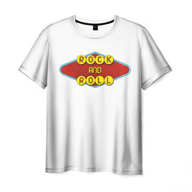 Мужская футболка 3D с принтом Rock and Roll , 100% полиэфир | прямой крой, круглый вырез горловины, длина до линии бедер | rock | гитара | музыка | рок