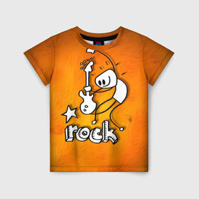 Детская футболка 3D с принтом rock , 100% гипоаллергенный полиэфир | прямой крой, круглый вырез горловины, длина до линии бедер, чуть спущенное плечо, ткань немного тянется | rock | гитара | музыка | рок