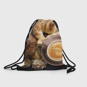 Рюкзак-мешок 3D с принтом Приятный завтрак , 100% полиэстер | плотность ткани — 200 г/м2, размер — 35 х 45 см; лямки — толстые шнурки, застежка на шнуровке, без карманов и подкладки | 