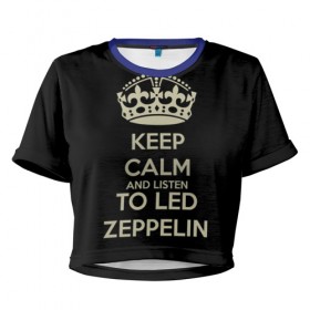 Женская футболка 3D укороченная с принтом Led Zeppelin , 100% полиэстер | круглая горловина, длина футболки до линии талии, рукава с отворотами | led zeppelin
