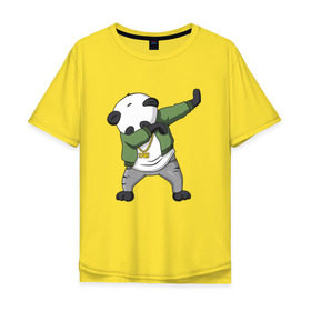 Мужская футболка хлопок Oversize с принтом Panda dab , 100% хлопок | свободный крой, круглый ворот, “спинка” длиннее передней части | Тематика изображения на принте: dab | dab n dance | panda dab | панда