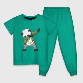 Детская пижама хлопок с принтом Panda dab , 100% хлопок |  брюки и футболка прямого кроя, без карманов, на брюках мягкая резинка на поясе и по низу штанин
 | Тематика изображения на принте: dab | dab n dance | panda dab | панда