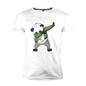 Мужская футболка премиум с принтом Panda dab , 92% хлопок, 8% лайкра | приталенный силуэт, круглый вырез ворота, длина до линии бедра, короткий рукав | Тематика изображения на принте: dab | dab n dance | panda dab | панда