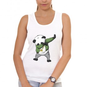 Женская майка хлопок с принтом Panda dab , 95% хлопок, 5% эластан |  | dab | dab n dance | panda dab | панда
