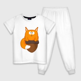 Детская пижама хлопок с принтом Белочка с орешком , 100% хлопок |  брюки и футболка прямого кроя, без карманов, на брюках мягкая резинка на поясе и по низу штанин
 | Тематика изображения на принте: милый | орех