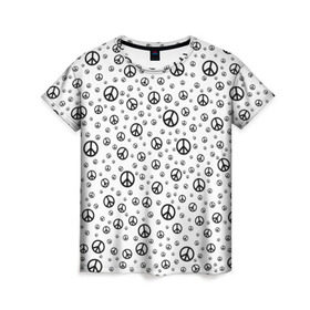 Женская футболка 3D с принтом Peace Symbol , 100% полиэфир ( синтетическое хлопкоподобное полотно) | прямой крой, круглый вырез горловины, длина до линии бедер | love | peace | symbol | знак | любовь | мир | пацифик | пацифика | сигнал | символ | хиппи