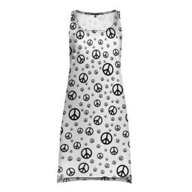 Платье-майка 3D с принтом Peace Symbol , 100% полиэстер | полуприлегающий силуэт, широкие бретели, круглый вырез горловины, удлиненный подол сзади. | love | peace | symbol | знак | любовь | мир | пацифик | пацифика | сигнал | символ | хиппи