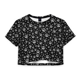 Женская футболка 3D укороченная с принтом Peace Symbol , 100% полиэстер | круглая горловина, длина футболки до линии талии, рукава с отворотами | love | peace | symbol | знак | любовь | мир | пацифик | пацифика | сигнал | символ | хиппи