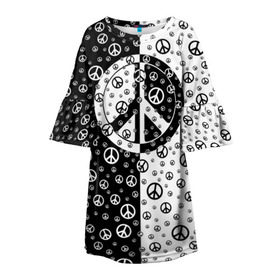 Детское платье 3D с принтом Peace Symbol , 100% полиэстер | прямой силуэт, чуть расширенный к низу. Круглая горловина, на рукавах — воланы | Тематика изображения на принте: love | peace | symbol | знак | любовь | мир | пацифик | пацифика | сигнал | символ | хиппи