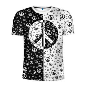 Мужская футболка 3D спортивная с принтом Peace Symbol , 100% полиэстер с улучшенными характеристиками | приталенный силуэт, круглая горловина, широкие плечи, сужается к линии бедра | love | peace | symbol | знак | любовь | мир | пацифик | пацифика | сигнал | символ | хиппи