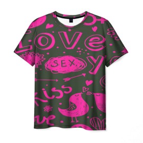 Мужская футболка 3D с принтом Valentine`s day , 100% полиэфир | прямой крой, круглый вырез горловины, длина до линии бедер | love | valentines day | любовь | надписи | паттерн