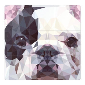 Магнитный плакат 3Х3 с принтом Низкополигональный пёс , Полимерный материал с магнитным слоем | 9 деталей размером 9*9 см | Тематика изображения на принте: пес | полигон | французский бульдог
