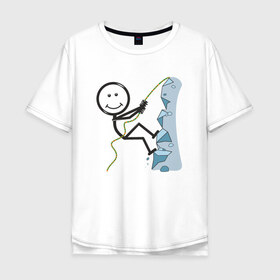 Мужская футболка хлопок Oversize с принтом Скалолаз , 100% хлопок | свободный крой, круглый ворот, “спинка” длиннее передней части | Тематика изображения на принте: бытие | дело | жизнь | занятие | космос | любовь | мир | природа | профессия | человек