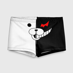 Детские купальные плавки 3D с принтом Monokuma чернобелый , Полиэстер 85%, Спандекс 15% | Слитный крой, подклад по переду изделия, узкие бретели | danganronpa | monokuma | данганронпа