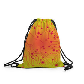 Рюкзак-мешок 3D с принтом Нано Технологии , 100% полиэстер | плотность ткани — 200 г/м2, размер — 35 х 45 см; лямки — толстые шнурки, застежка на шнуровке, без карманов и подкладки | желтый | кибер | микросхема | оранжевый
