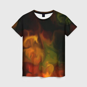 Женская футболка 3D с принтом Размытие красок , 100% полиэфир ( синтетическое хлопкоподобное полотно) | прямой крой, круглый вырез горловины, длина до линии бедер | абстракция | потертость | размытые | текстуры | цветные | яркие