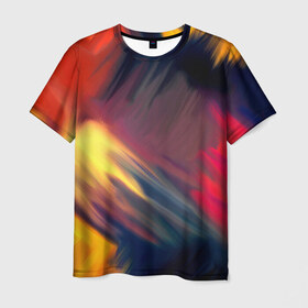 Мужская футболка 3D с принтом Краски , 100% полиэфир | прямой крой, круглый вырез горловины, длина до линии бедер | Тематика изображения на принте: абстракция | потертость | размытые | текстуры | цветные | яркие