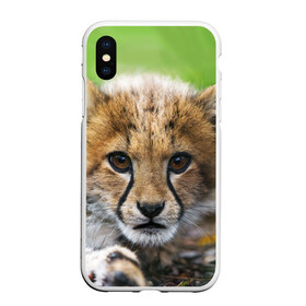 Чехол для iPhone XS Max матовый с принтом Котёнок гепарда , Силикон | Область печати: задняя сторона чехла, без боковых панелей | гепард | дикая кошка | котёнок | кошка | лев | природа | тигр | хищник | ягуар