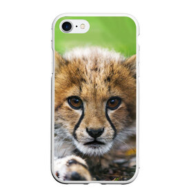 Чехол для iPhone 7/8 матовый с принтом Котёнок гепарда , Силикон | Область печати: задняя сторона чехла, без боковых панелей | гепард | дикая кошка | котёнок | кошка | лев | природа | тигр | хищник | ягуар