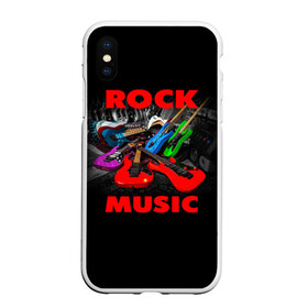 Чехол для iPhone XS Max матовый с принтом Rock music , Силикон | Область печати: задняя сторона чехла, без боковых панелей | гитара | музыка | рок | рокер | электрогитара