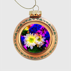 Стеклянный ёлочный шар с принтом Райские цветы , Стекло | Диаметр: 80 мм | color | колорит | лепестки | цвет | цветок | цветочки | цветы