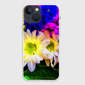 Чехол для iPhone 13 mini с принтом Райские цветы ,  |  | Тематика изображения на принте: color | колорит | лепестки | цвет | цветок | цветочки | цветы