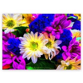Поздравительная открытка с принтом Райские цветы , 100% бумага | плотность бумаги 280 г/м2, матовая, на обратной стороне линовка и место для марки
 | color | колорит | лепестки | цвет | цветок | цветочки | цветы