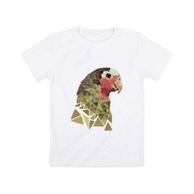 Детская футболка хлопок с принтом Низкополигональный попугай , 100% хлопок | круглый вырез горловины, полуприлегающий силуэт, длина до линии бедер | полигон | попугай