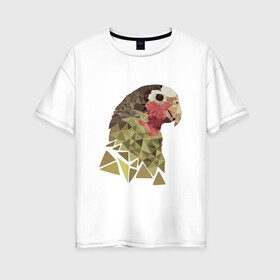 Женская футболка хлопок Oversize с принтом Низкополигональный попугай , 100% хлопок | свободный крой, круглый ворот, спущенный рукав, длина до линии бедер
 | полигон | попугай