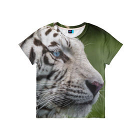 Детская футболка 3D с принтом Белый тигр , 100% гипоаллергенный полиэфир | прямой крой, круглый вырез горловины, длина до линии бедер, чуть спущенное плечо, ткань немного тянется | абессинкая | домашние | животные | кот | котенок | кошка | порода | сиамская | тигр | хищник