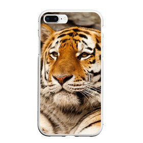 Чехол для iPhone 7Plus/8 Plus матовый с принтом Тигр , Силикон | Область печати: задняя сторона чехла, без боковых панелей | амурский | животные | киса | кот | котенок | кошка | пума | рысь | серый | тигр | хищник