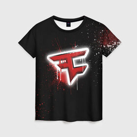 Женская футболка 3D с принтом cs:go - Faze clan (Black collection) , 100% полиэфир ( синтетическое хлопкоподобное полотно) | прямой крой, круглый вырез горловины, длина до линии бедер | black | clan | csgo | faze | ксго | фейз