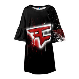 Детское платье 3D с принтом cs:go - Faze clan (Black collection) , 100% полиэстер | прямой силуэт, чуть расширенный к низу. Круглая горловина, на рукавах — воланы | Тематика изображения на принте: black | clan | csgo | faze | ксго | фейз