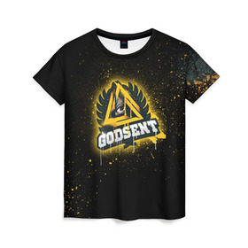 Женская футболка 3D с принтом cs:go - Godsent (Black collection) , 100% полиэфир ( синтетическое хлопкоподобное полотно) | прямой крой, круглый вырез горловины, длина до линии бедер | black | csgo | godsent | годсент | ксго