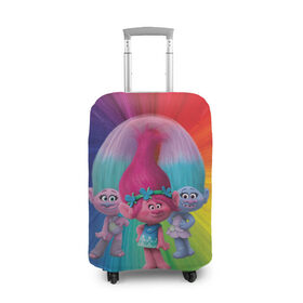 Чехол для чемодана 3D с принтом Тролли , 86% полиэфир, 14% спандекс | двустороннее нанесение принта, прорези для ручек и колес | princess poppy | troll poppy | troll satin and chenille | trolls | розочка | сатинка и синелька | тролли | цветан
