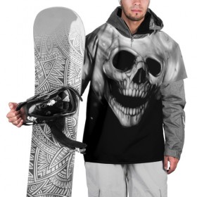 Накидка на куртку 3D с принтом Череп , 100% полиэстер |  | Тематика изображения на принте: black and white | fire | skull | монстр | огонь | привидение | череп | чёрно белый