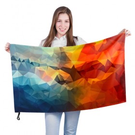 Флаг 3D с принтом Столкновение полигонов , 100% полиэстер | плотность ткани — 95 г/м2, размер — 67 х 109 см. Принт наносится с одной стороны | 